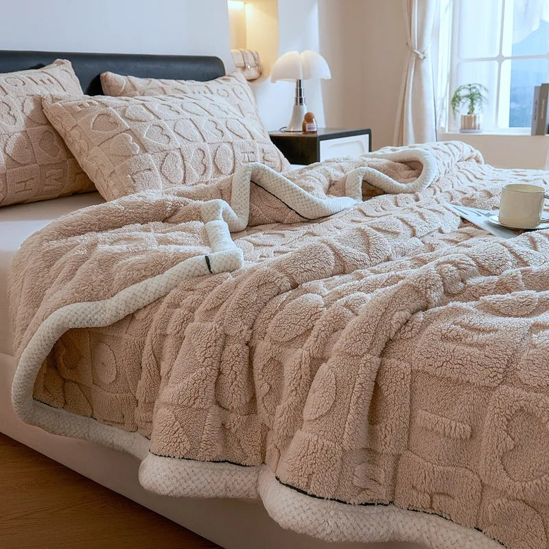 Afralia™ Cozy Lamb Wool Blanket: Double-Sided, Thick Coral Fleece, Skin-Friendly & Warm