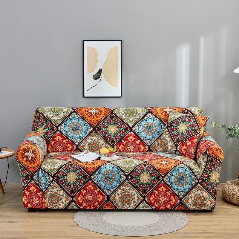 Afralia™ Colorful Block Sofa Covers: Stretchy Loveseat Sectionals, Couch, Chair Slipcover