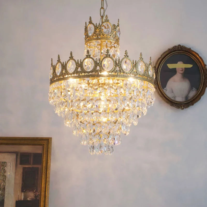 Afralia™ Crystal Crown Chandelier: Modern LED Ceiling Light Fixture for Luxury Home Decor