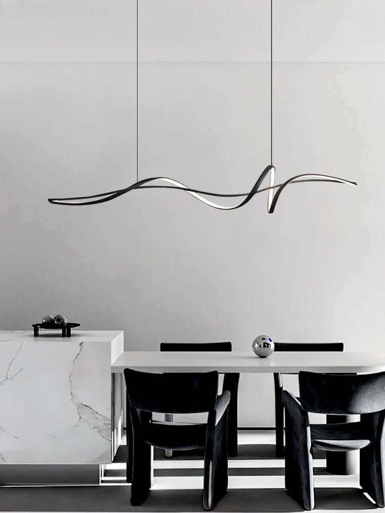 Afralia™ Modern Curved LED Pendant Lights - Minimalist Dining Room Chandelier