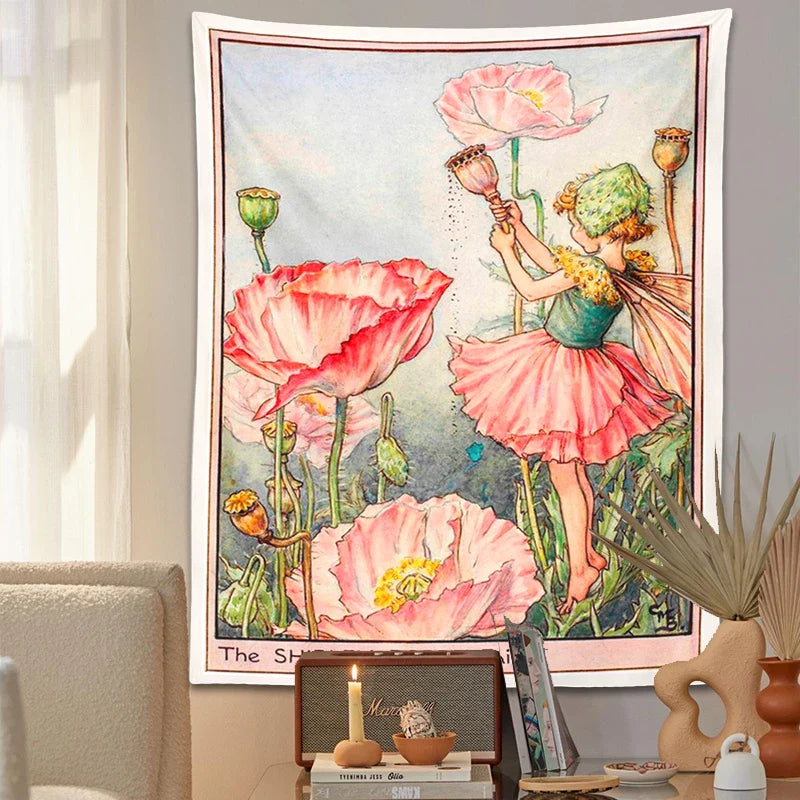 Afralia™ Psychedelic Flower Fairy Tapestry Wall Hanging - Bohemian Bedroom Decor