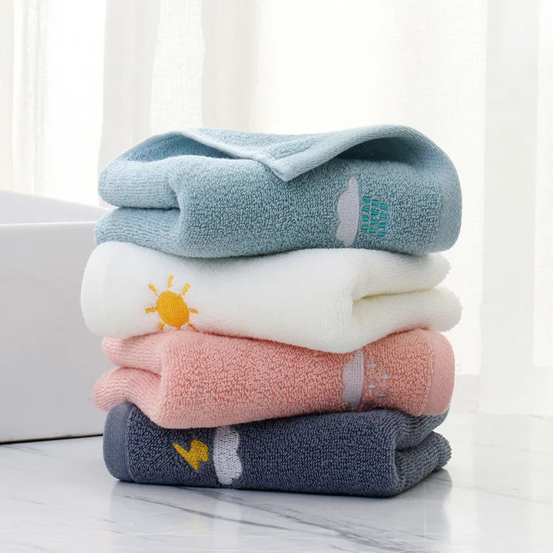 Afralia™ Kids Weather Embroidery Cotton Terry Towel - High Quality Turban for Face and Hair