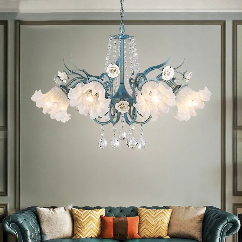 Afralia™ Modern Crystal Flower Chandelier for Elegant Home and Hospitality Decor