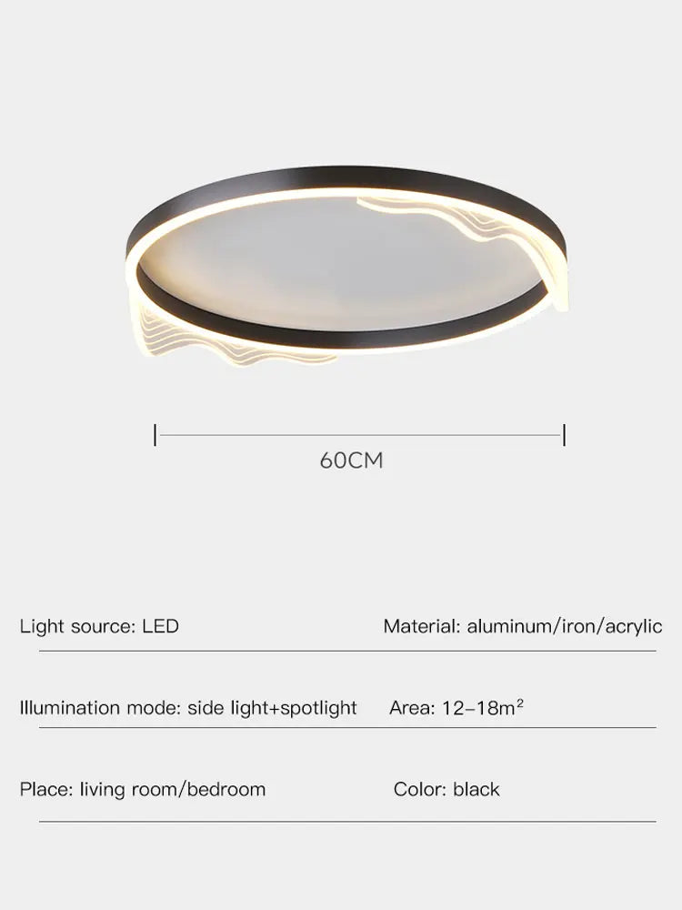 Afralia™ Round Ring Indoor LED Chandelier for Bedroom Living Room Kitchen - Black Smart Ceiling Lamp