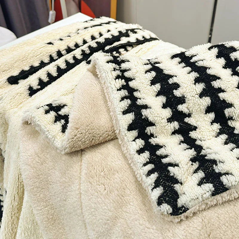Afralia™ Double Layer Lamb Fleece Blanket: Soft & Warm for Office, Bedroom, Sofa.