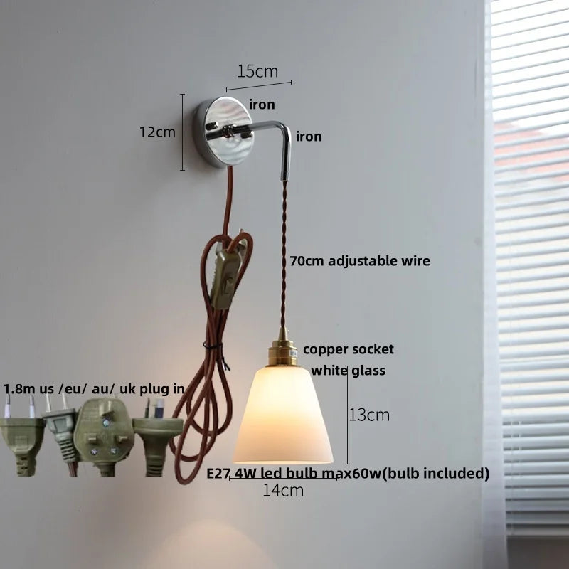 Afralia™ LED Glass Wall Light Fixture Bedroom Aisle Study Modern Adjustable Bedside Lamp