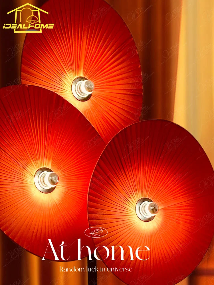 Afralia™ Wabi-sabi Fan Floor Lamp LED E27 Fabric Art Decorative Standing Light