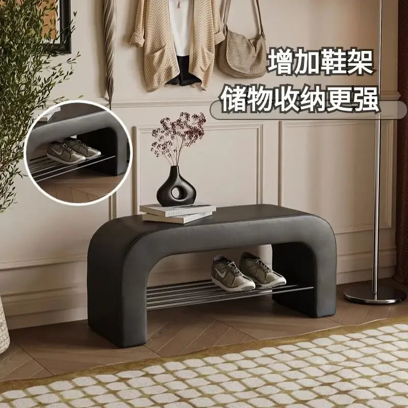 Afralia™ Leather Shoes Changing Stool: Stylish and Functional Seating for Living Room, Bedroom.