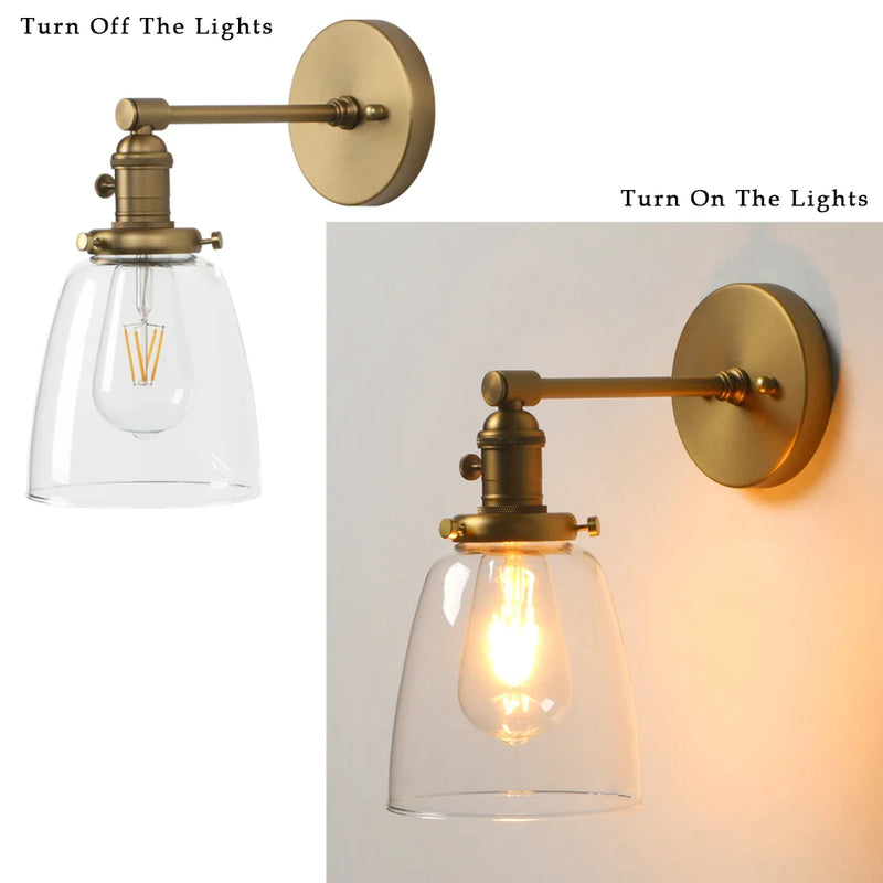 Afralia™ Industrial Dome Glass Wall Sconce Light - Single Fixture with Clear Shade