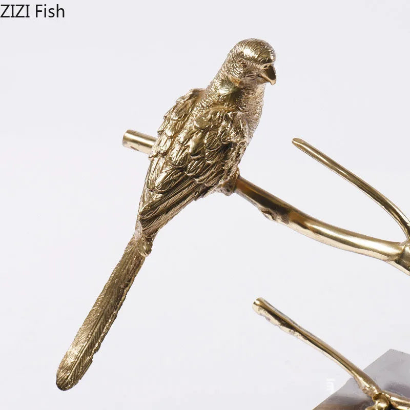 Afralia™ Copper Bird Statue Crystal Base Ornament - Room Aesthetic Decor