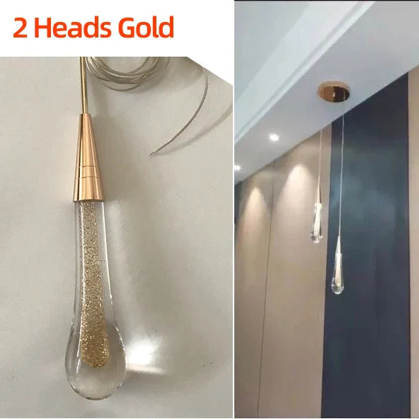 Afralia™ Crystal Glass LED Pendant Lights - Tear Drop Design for Restaurant, Bar, Staircase