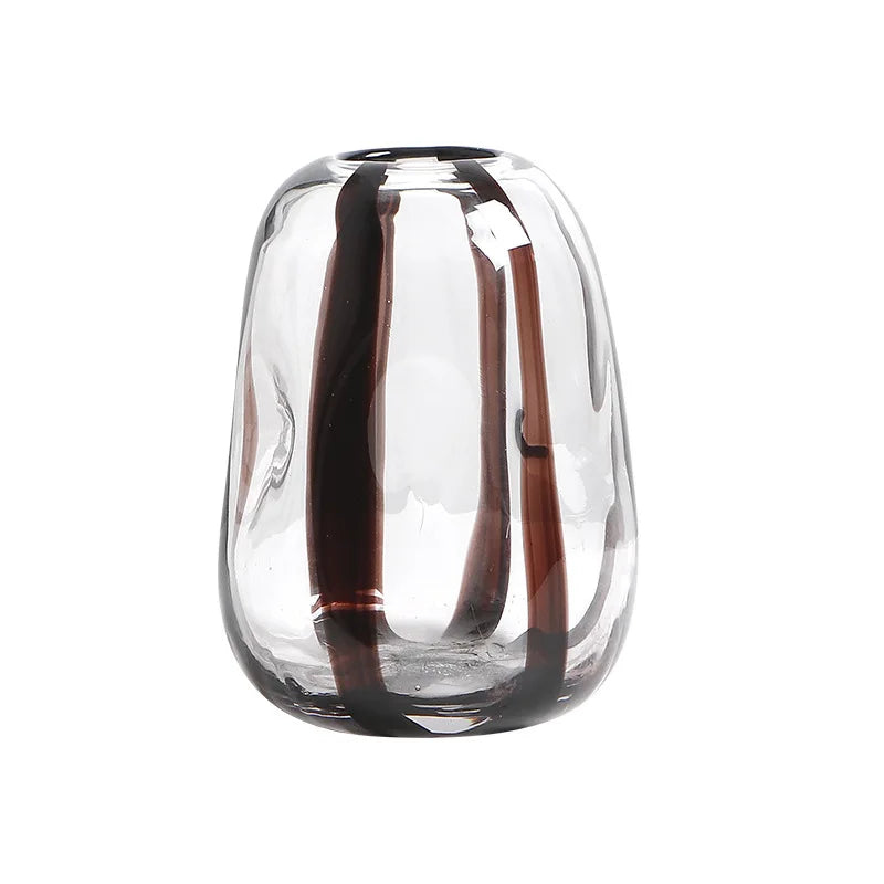 Afralia™ Striped Glass Vase for Home Decor and Floral Arrangements.