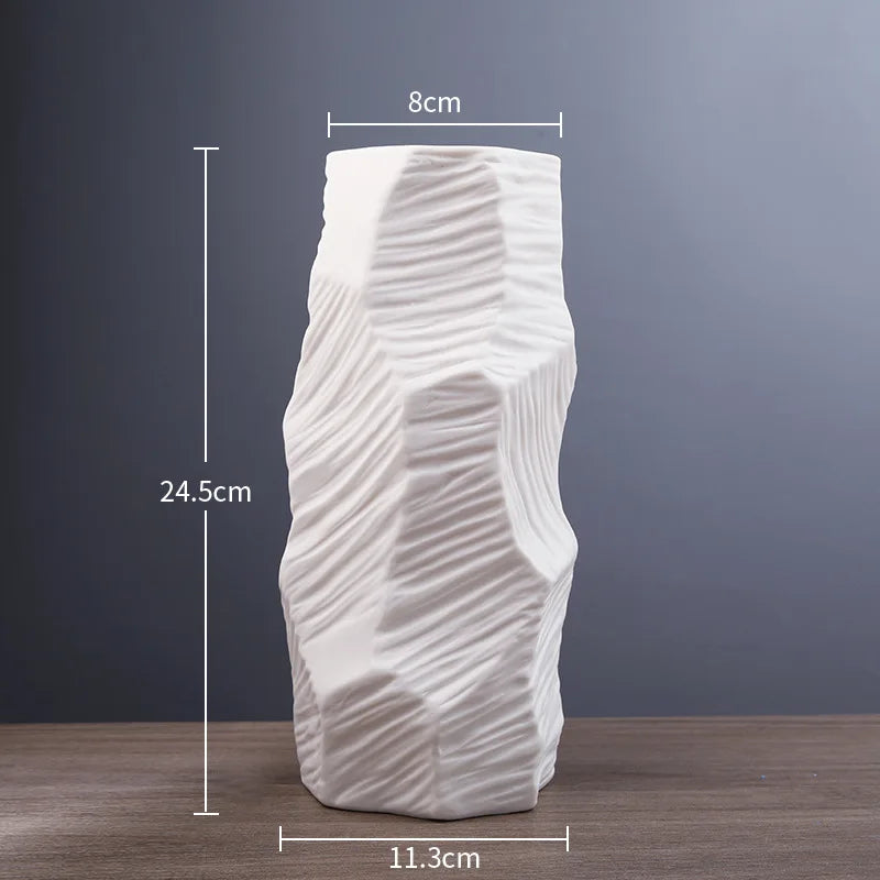 Afralia™ Minimalist White Ceramic Vase for Elegant Desk Decor