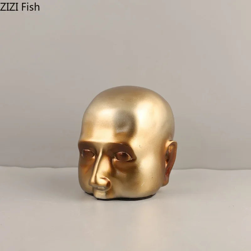 Afralia™ Abstract Resin Sculpture Ornament | Modern Golden Character Desk Decoration