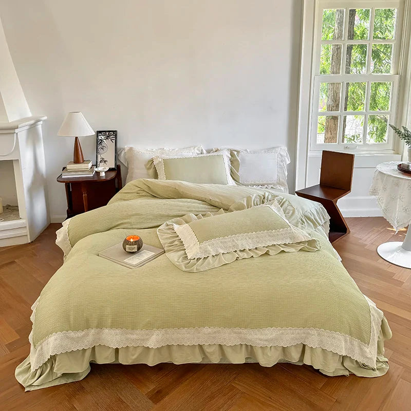 Afralia™ French Lace Ruffles Bedding Set - Soft and Skin-friendly Duvet Cover Set