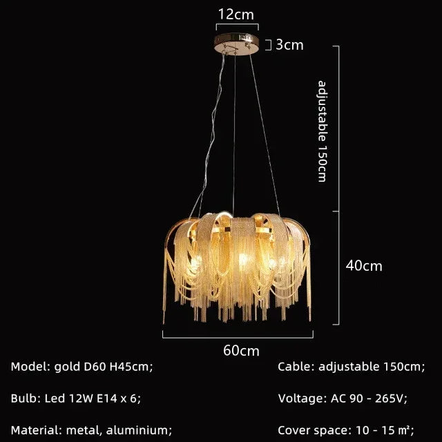 Afralia™ Modern Tassels LED Chandelier for Living Room Dining Bedroom Pendant Lights