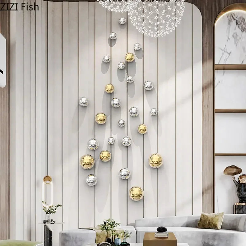Afralia™ Gold Ball Wall Decoration Ornaments Room Aesthetics Living Background Display