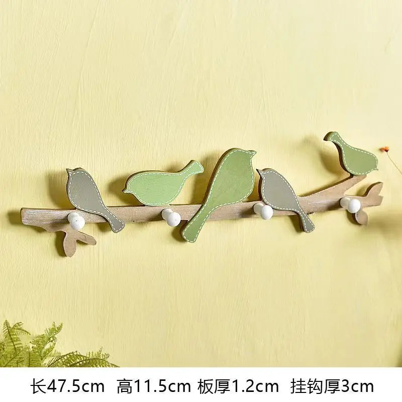 Afralia™ Birds Coat Rack: Creative Wooden Hook Rail for Home Decor