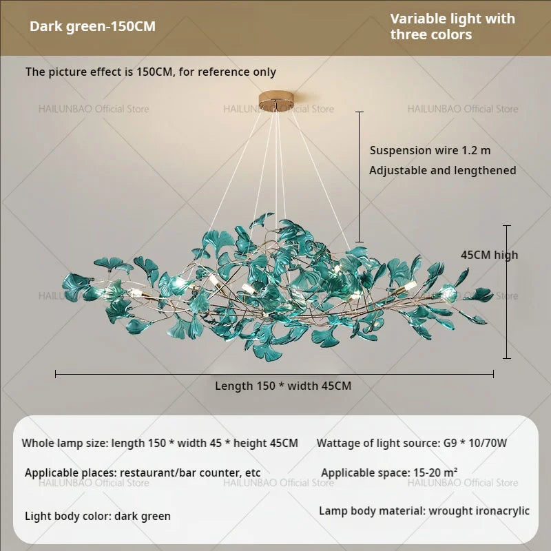 Afralia™ Gingko Leaf Chandelier: Modern Luxury Art Decor for Home, Restaurant & Bar