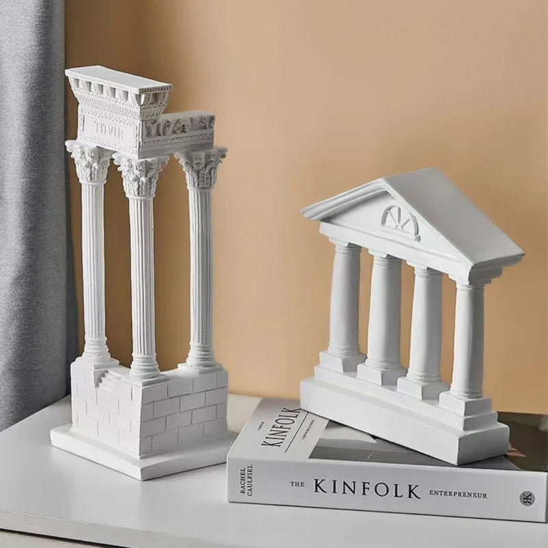 Afralia™ Roman Greek Pillar Sculpture Home Decor Plaster Resin Model Architecture