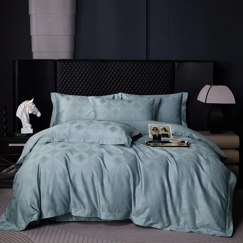 Afralia™ Luxury Egyptian Cotton Jacquard Bedding Set with Duvet Cover, Sheet, and Pillowcases