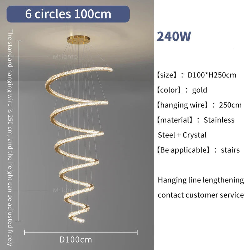 Afralia™ Crystal Duplex Ring Pendant Light Chandelier