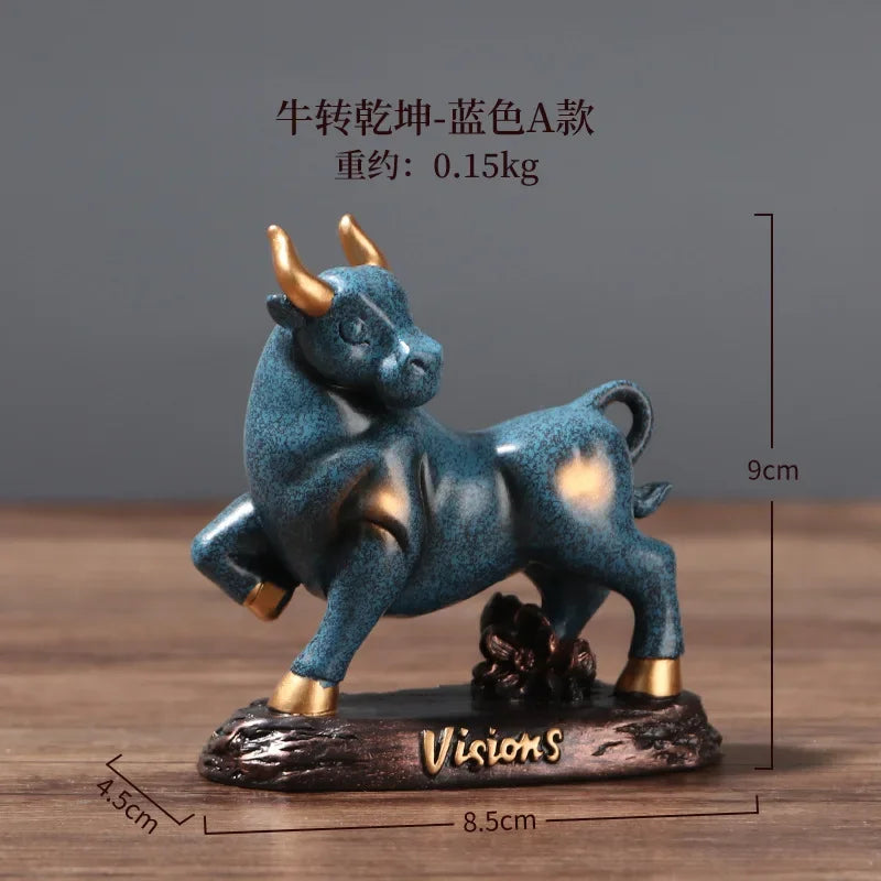 Resin Bull Miniature Statue Handmade Modern Art Sculpture for Home Office Decor by Afralia™