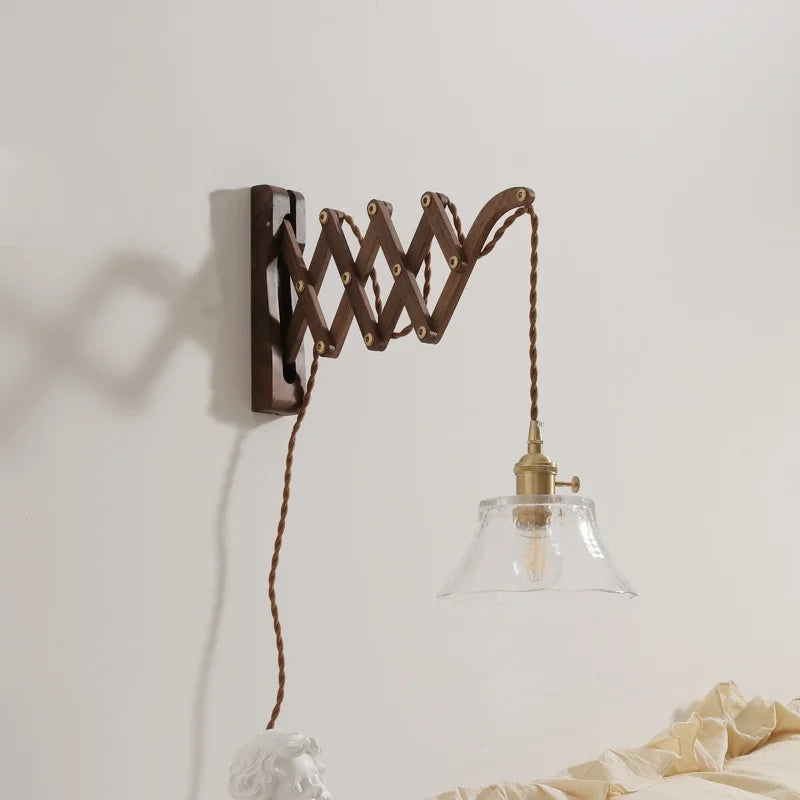Afralia™ Walnut Copper LED Wall Lights - Modern Bedroom Balcony Living Room Decor