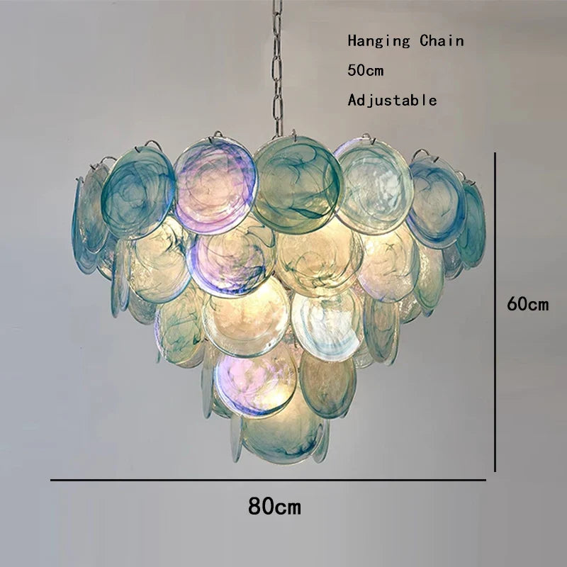 Afralia™ Mulano Blue Glass Chandelier - Elegant Art Decor for Dining Room.