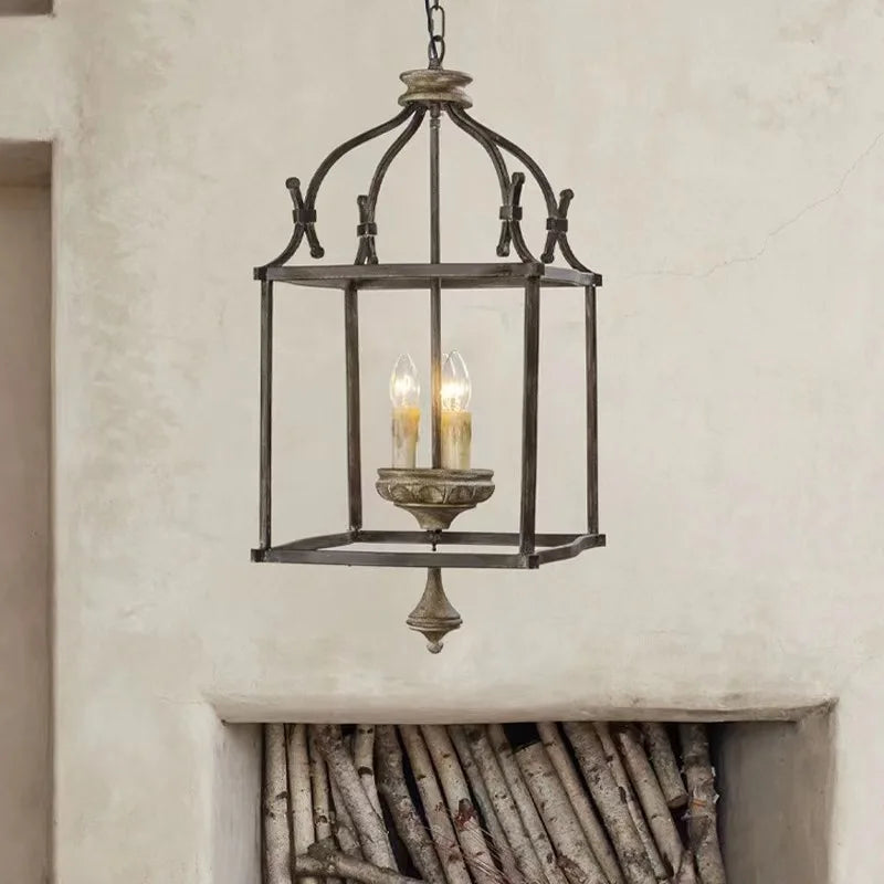 Afralia™ American Iron E14 Chandelier Light for Porch Restaurant Kitchen Bedroom Personality