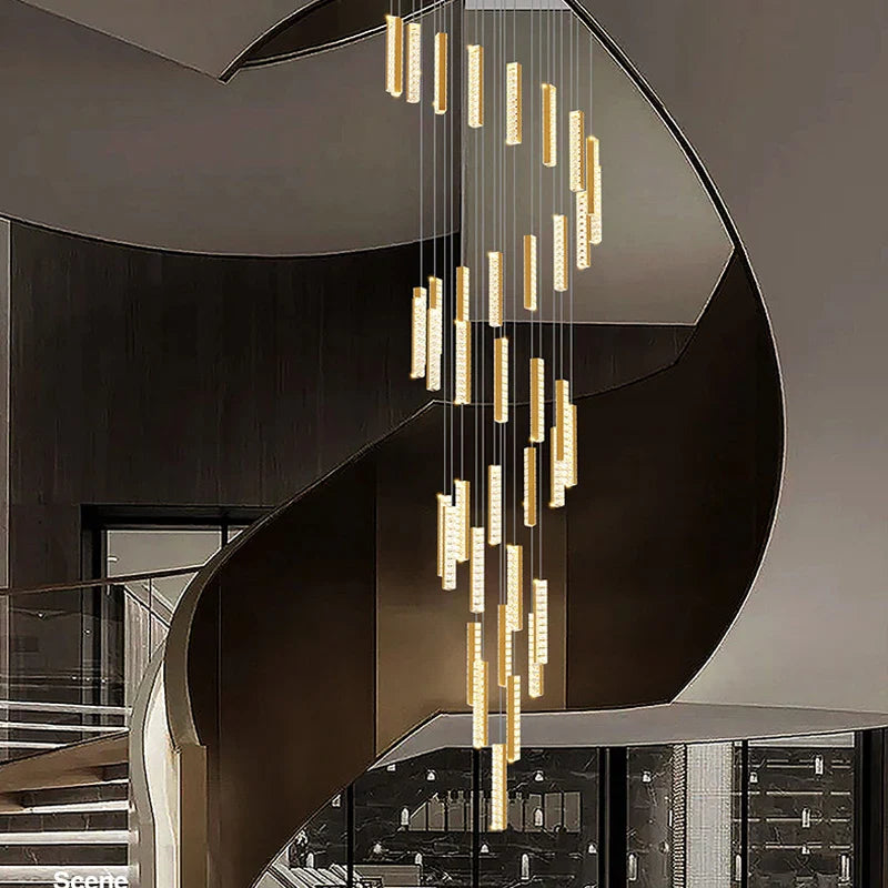 Afralia™ Modern Luxury Crystal Chandelier for Hall Restaurant Stair Dimmable