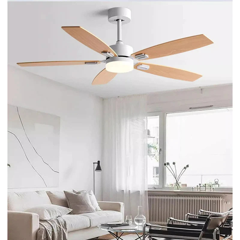 Afralia™ 52" Wood Blade Ceiling Fan with 18W LED Light and Remote Control