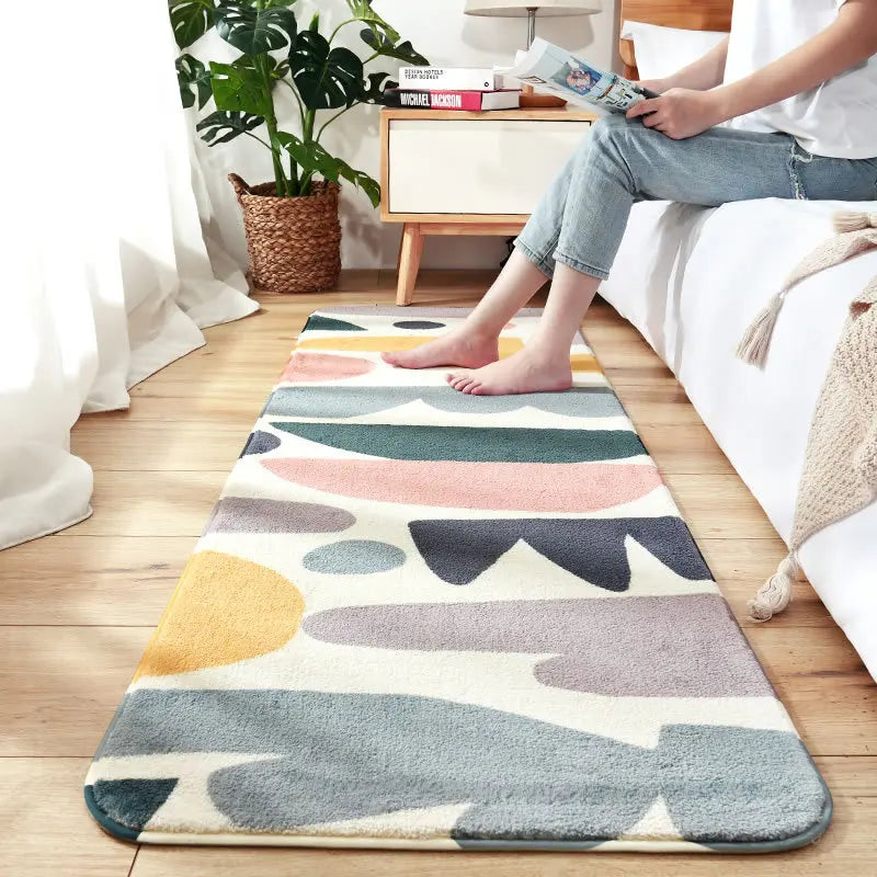 Afralia™ Cozy Faux Lamb Wool Bedside Rug for Bedroom Decor Anti-Slip Soft Living Room Carpet