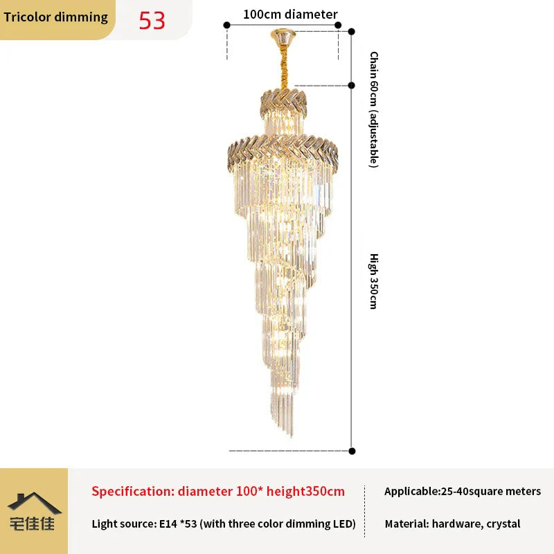 Afralia™ Rotating Crystal Chandelier for Duplex Villa Living Room