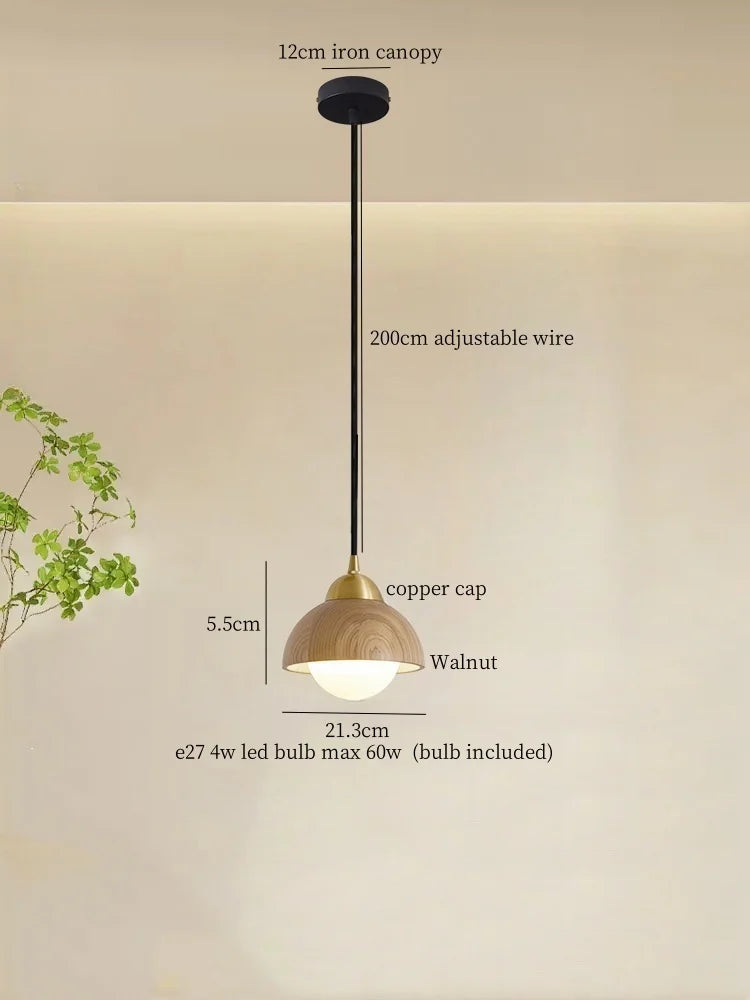 Afralia™ Wooden LED Pendant Lamp for Home & Commercial Spaces