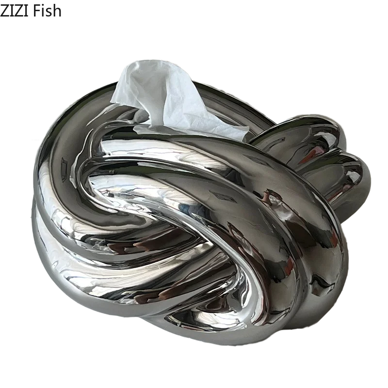 Afralia™ Ceramic Knot Tissue Box Paper Extractor Porcelain Napkin Holder Modern Decoration