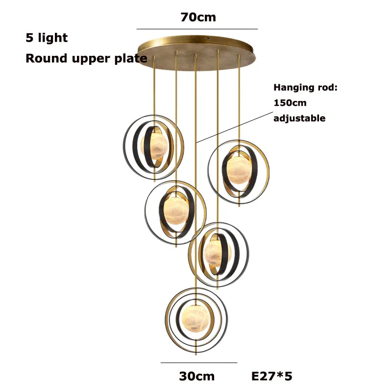 Afralia™ Marble Globe Pendant Light with Black Gold Hardware - Modern Tea Room Ceiling Decor