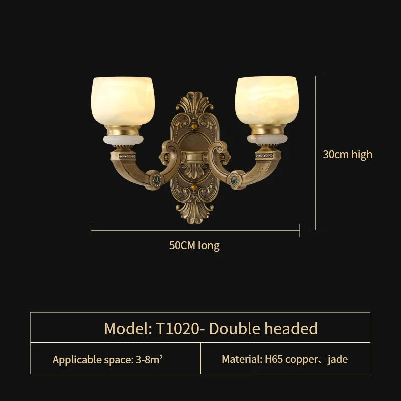 Afralia™ All Copper Jade Chinese Chandelier: Modern & Simple Living Room Lighting