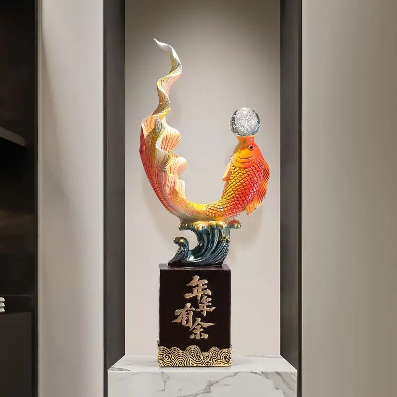 Afralia™ Feng Shui Carp Sculpture: Resin Decorative Statue for Collection and Business Opening