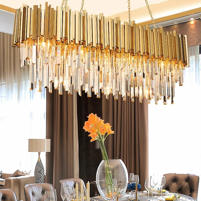 Afralia™ Gold Crystal Chandelier: Modern Luxury LED Pendant Lights for Living, Dining, Bedroom Decor