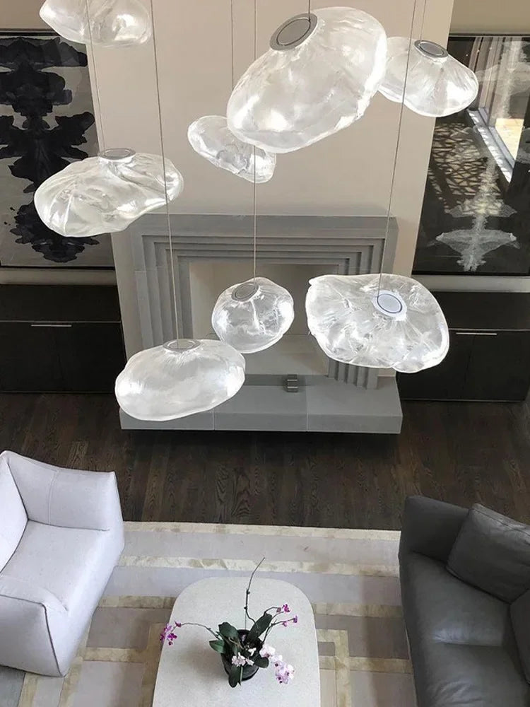 Afralia™ Pebble Glass LED Chandelier: Modern Luxury Loft Pendant Light for Stylish Living Rooms