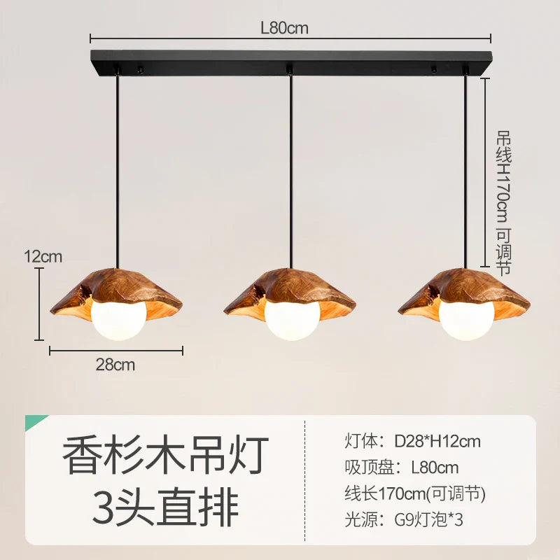 Afralia™ Wood Grain 3-Light Retro Style Pendant Light for Living Room and Bedroom