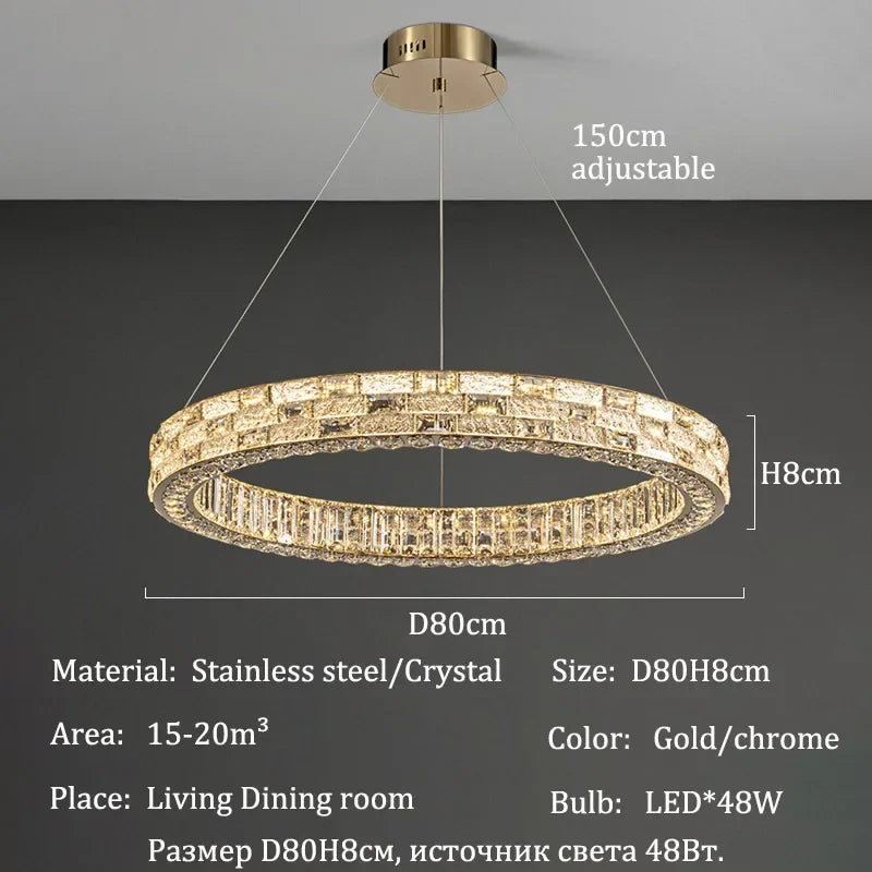 Afralia™ Crystal Chandeliers Led Lights Ceiling Lamp Suspension Chandelier Luxury Home Decor