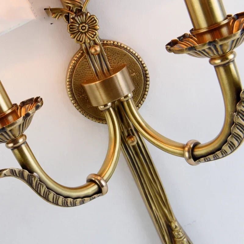 Afralia™ Retro Copper Two Arm Wall Lamp for Indoor Lighting Fixture