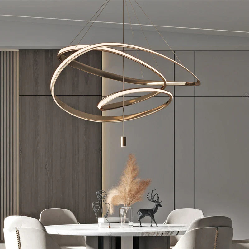 Afralia™ LED Circular Chandelier for Living Room Dining Bedroom Hall Lighting