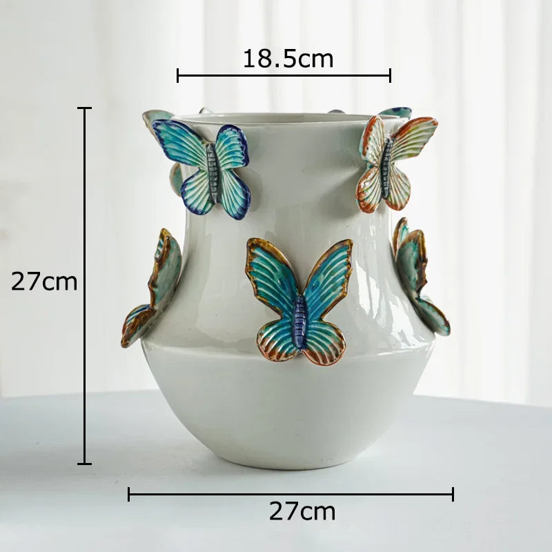 Afralia™ Butterfly Ceramic Vase: Decorative Pot for Flowers, Table Decoration, Room Aesthetic