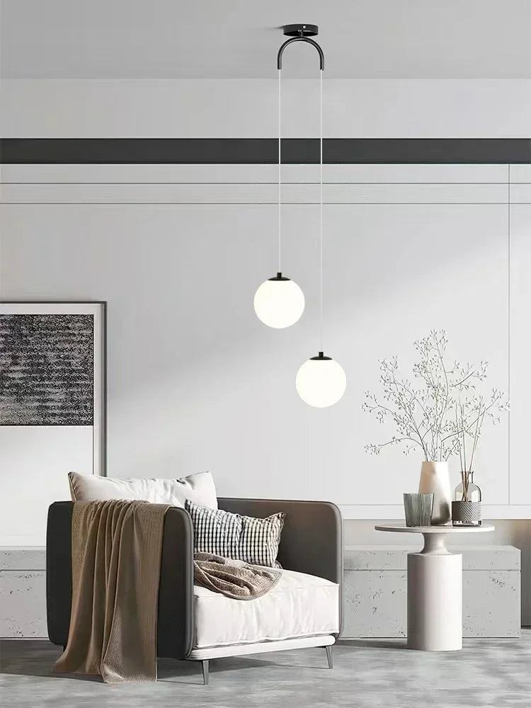 Afralia™ Glass Ball LED Pendant Chandelier for Dining and Bedroom