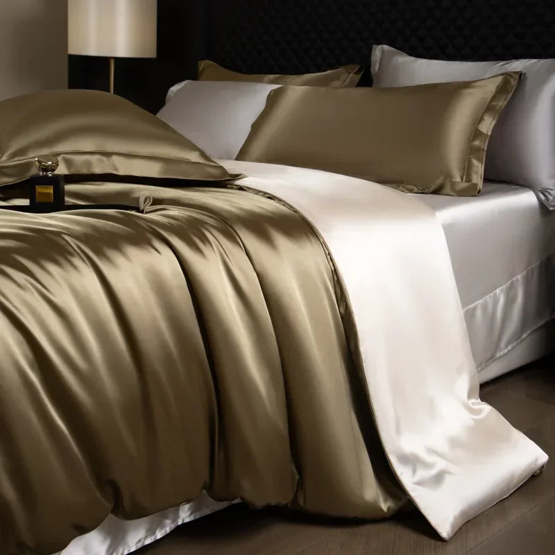 Afralia™ Silk Bedding Sets: Nordic Style, Premium Mulberry Silk Quilt Cover Set, Skin-Friendly & Cool for Summer.