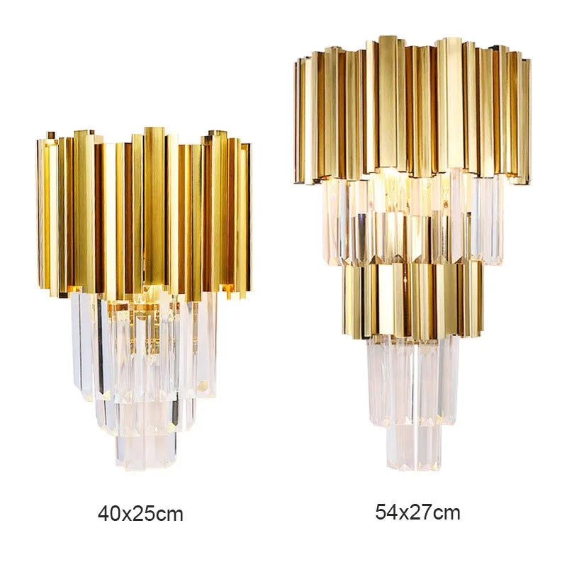 Afralia™ Gold Crystal Wall Lamp with LED Light for Home Lighting