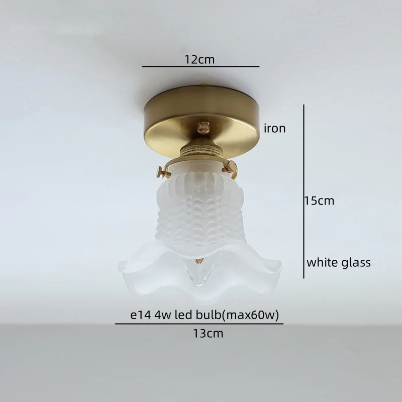 Afralia™ White Glass Copper LED Hanging Lamp Pendant Light Fixtures - Nordic Modern Style